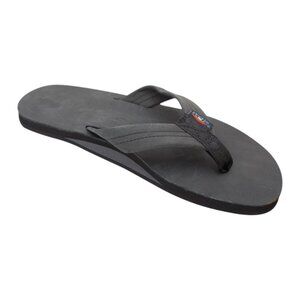 Rainbow Sandals Men's Leather Single Layer Wide Strap Arch Support - Black